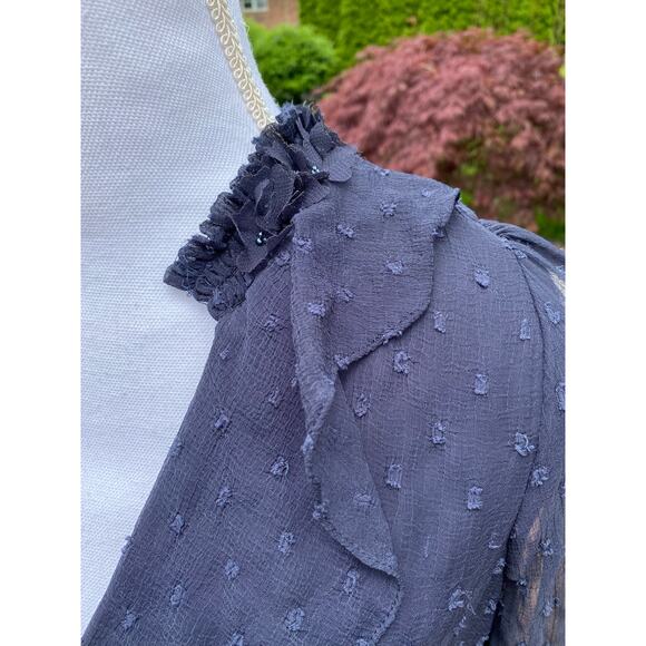 Zara Basic Collection Long Sleeve Dress Blue Dots Women's Size Extra Small - Picture 9 of 12